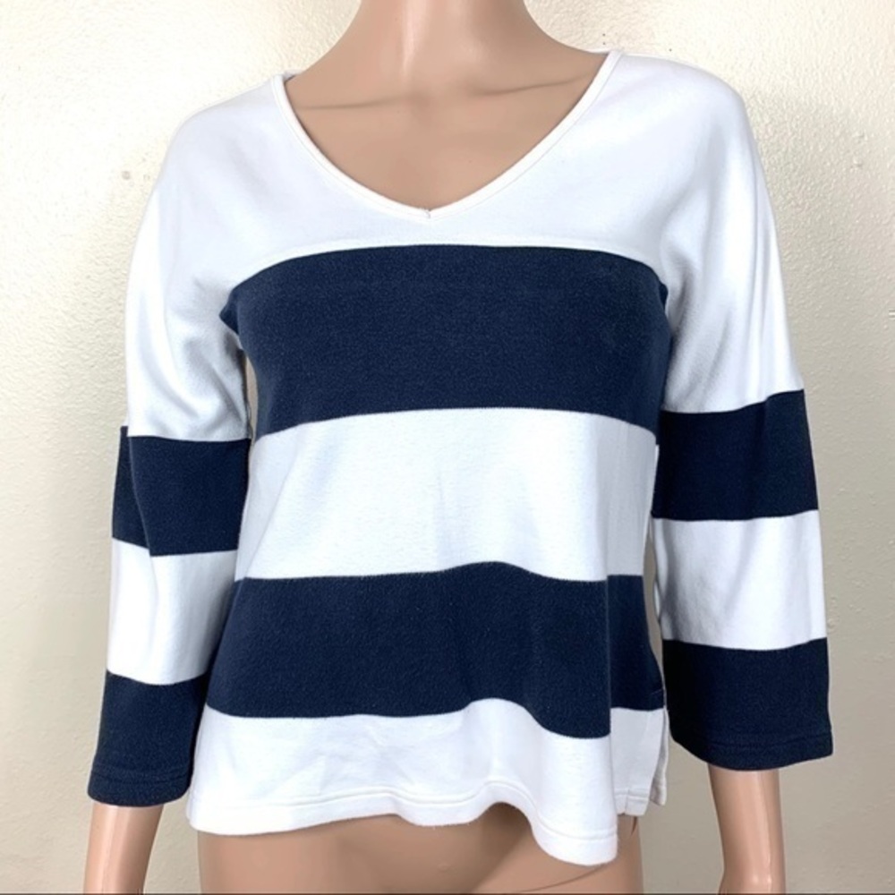 Neiman Marcus Women’s Top short blouses white-Navy